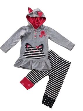 Noruk 2 pc Kitty Leggings & Top Outfit 6M 6-9